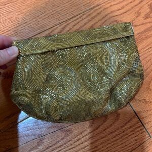 Vintage Gold Beaded Evening Clutch Wedding Formal Purse